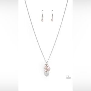 Elegant Silver and Pink Necklace Set